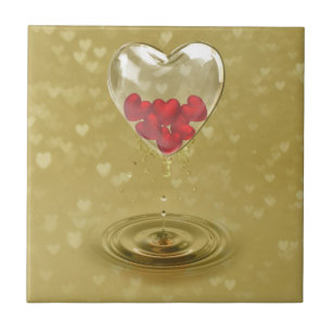 Romantic Glass Heart Design - Ceramic Tile