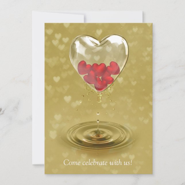 Romantic Glass Heart Design Invitation (Front)