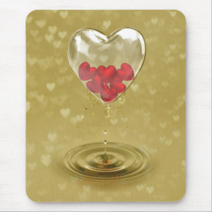 Romantic Glass Heart Design Mouse Mat