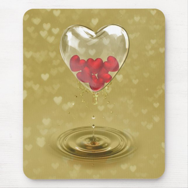Romantic Glass Heart Design Mouse Mat (Front)