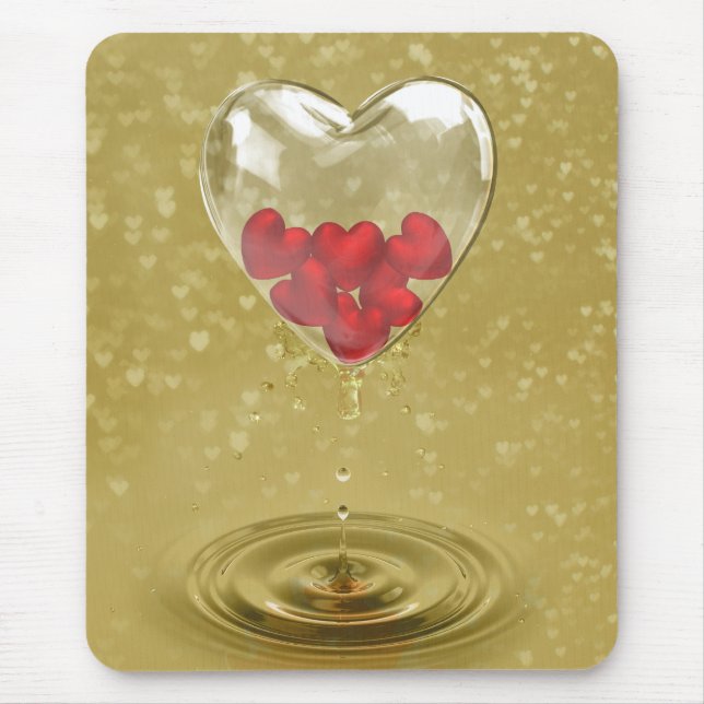 Romantic Glass Heart Design Mouse Mat (Front)