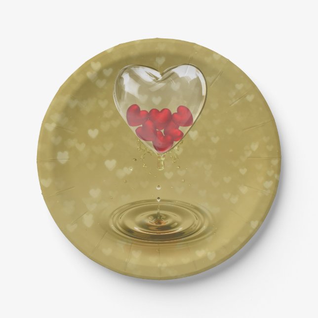 Romantic Glass Heart Design Paper Plate (Front)