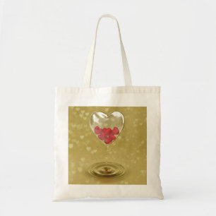 Romantic Glass Heart Design Tote Bag