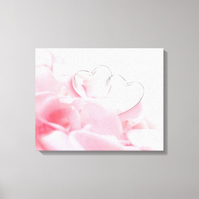Romantic Glass Hearts Rose Petals Canvas Print (Front)