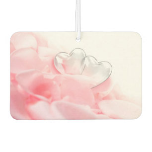 Romantic Glass Hearts Rose Petals Car Air Freshener