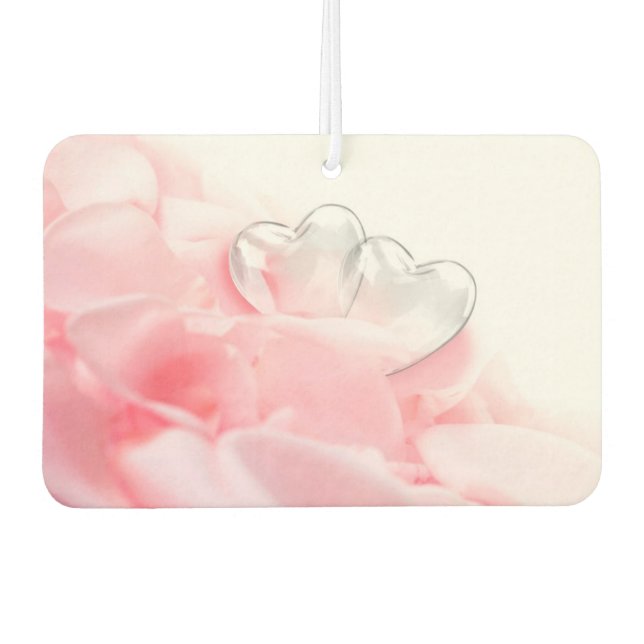 Romantic Glass Hearts Rose Petals Car Air Freshener (Front)