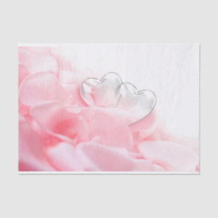 Romantic Glass Hearts Rose Petals Tissue Paper