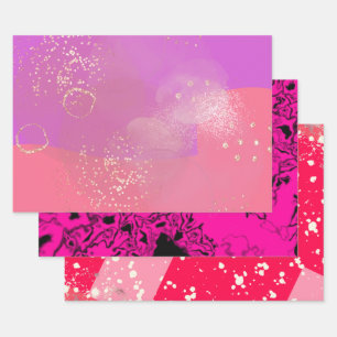 Romantic glitter pink art wrapping paper sheet