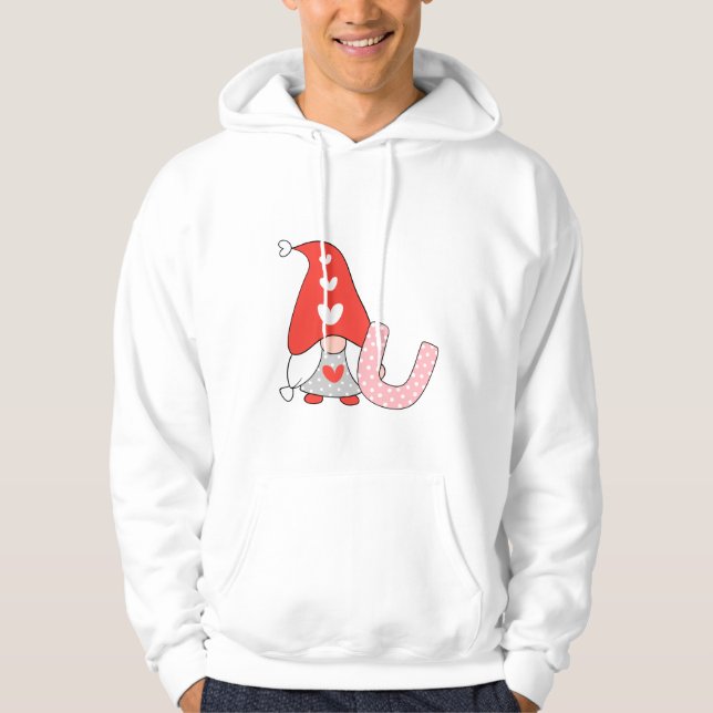 Romantic gnome with lucky horseshoe hoodie (Front)