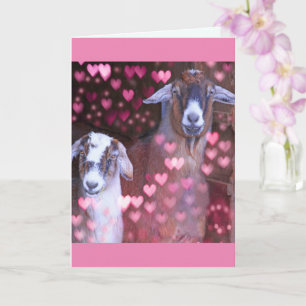 Romantic Goats And Hearts Anniversary Card