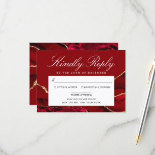 Romantic & Gold Agate Wedding RSVP Card