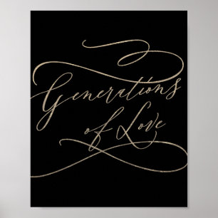 Romantic Gold and Black Generations of Love Poster