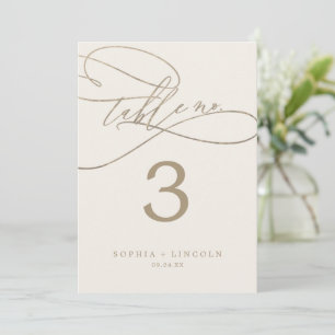 Romantic Gold and Ivory 5x7" Table Number