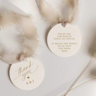 Romantic Gold and Ivory Cream Wedding Thank You Favour Tags