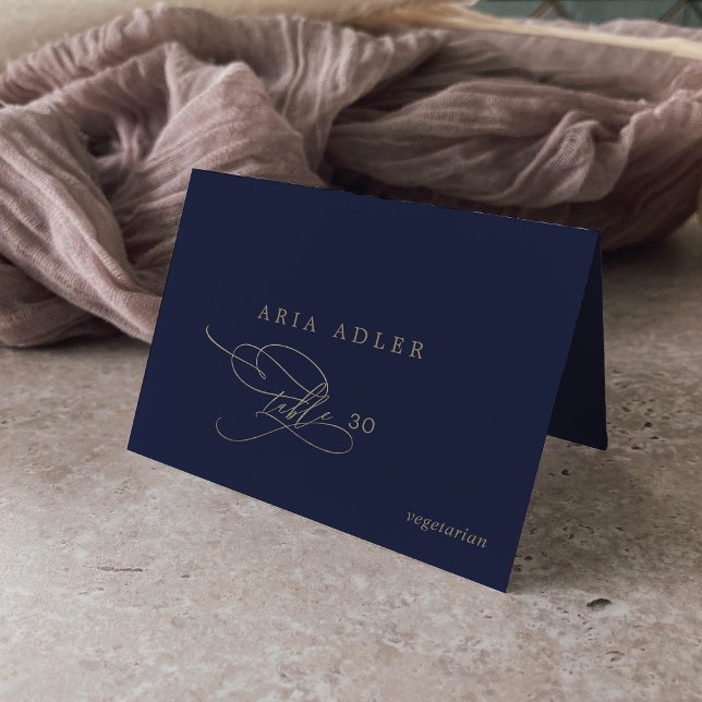 Romantic Gold and Navy Menu Option Place Cards (Creator Uploaded)
