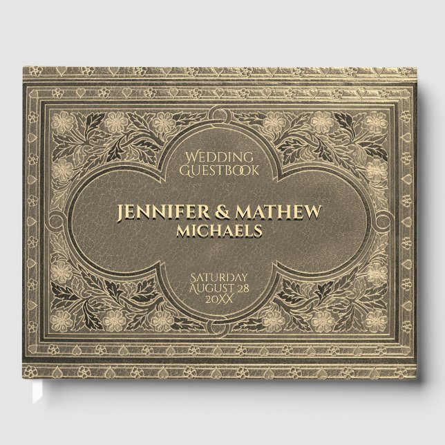Romantic Gold Antique Look Guest Book (Front)