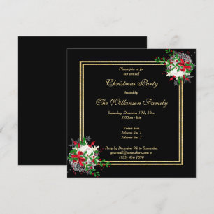 Romantic Gold & Black, Corner Dec's Christmas Invitation