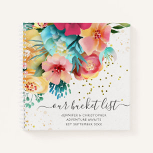 Romantic Gold Bold Floral Our Bucket List Notebook