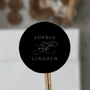 Romantic Gold Calligraphy Black Envelope Seals