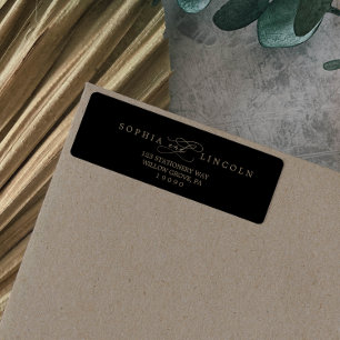 Romantic Gold Calligraphy Black Return Address