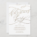 Romantic Gold Calligraphy Christmas Party Invitation<br><div class="desc">This romantic gold calligraphy Christmas party invitation card is perfect for a simple holiday event. The modern classic design features fancy swirls and whimsical flourishes with gorgeous elegant hand lettered faux champagne gold foil typography.</div>