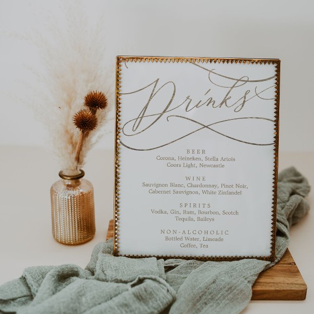 Romantic Gold Calligraphy Drink Menu Sign (Creator Uploaded)