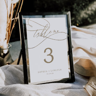 Romantic Gold Calligraphy   Flourish Table Number