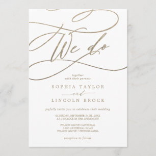 Romantic Gold Calligraphy   Flourish We Do Wedding Invitation