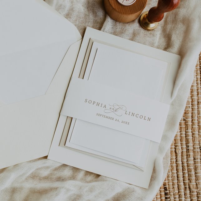 Romantic Gold Calligraphy | Flourish Wedding Invitation Belly Band (Creator Uploaded)