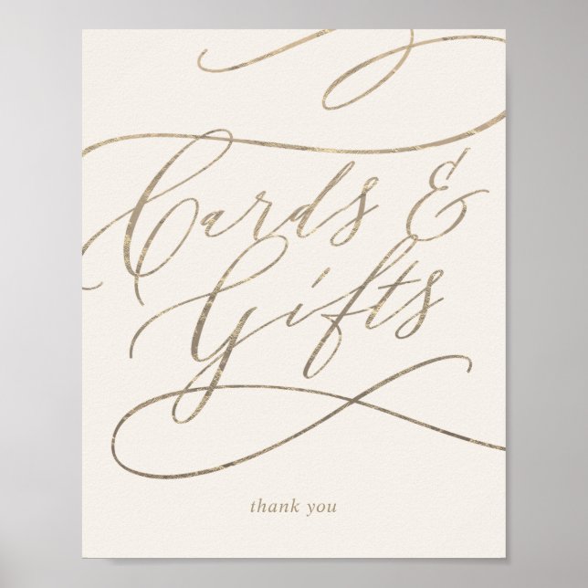 Romantic Gold Calligraphy | Ivory Cards and Gifts Poster (Front)