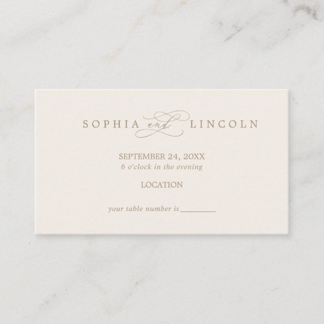 Romantic Gold Calligraphy | Ivory Entrance Enclosure Card (Front)