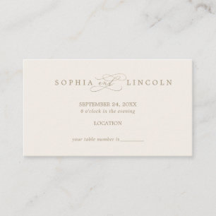 Romantic Gold Calligraphy   Ivory Entrance Enclosure Card