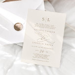 Romantic Gold Calligraphy | Ivory Formal Wedding Invitation<br><div class="desc">This romantic gold calligraphy ivory formal monogram wedding invitation is perfect for a simple wedding. The modern classic design features fancy swirls and whimsical flourishes with gorgeous elegant hand lettered faux champagne gold foil typography. Please Note: This design does not feature real gold foil. It is a high quality graphic...</div>