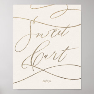 Romantic Gold Calligraphy Ivory Sweet Cart Poster