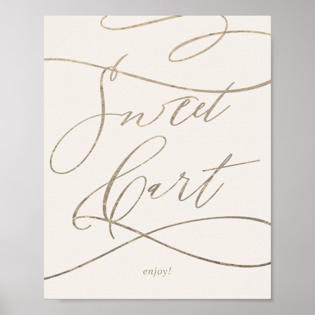 Romantic Gold Calligraphy | Ivory Sweet Cart Poster (Front)