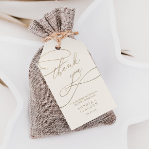 Romantic Gold Calligraphy Ivory Thank You Favour Gift Tags