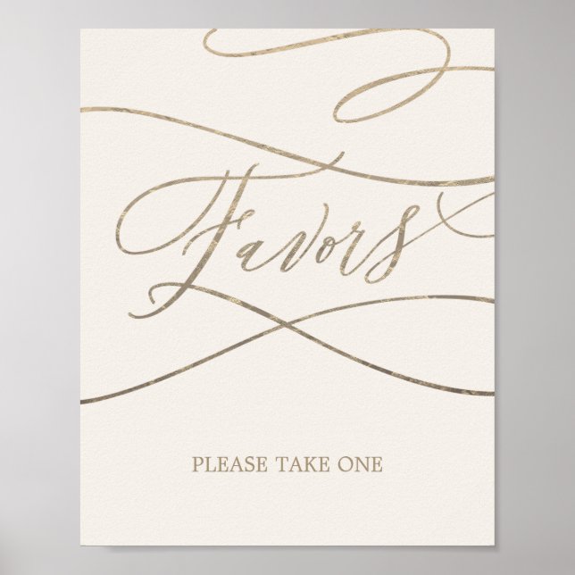 Romantic Gold Calligraphy | Ivory Wedding Favours Poster (Front)
