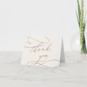 Romantic Gold Calligraphy   Ivory Wedding Thank You Card