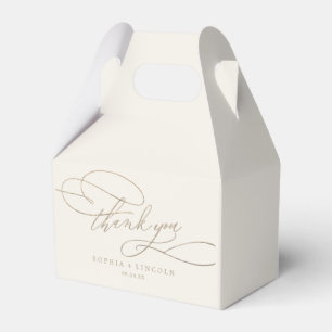 Romantic Gold Calligraphy Ivory Wedding Thank You Favour Box