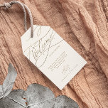 Romantic Gold Calligraphy | Ivory Wedding Welcome Gift Tags<br><div class="desc">These romantic gold calligraphy ivory wedding welcome gift tags are perfect for a simple wedding. The modern classic design features fancy swirls and whimsical flourishes with gorgeous elegant hand lettered faux champagne gold foil typography. Personalise the tags with the location of your wedding, a short welcome note, your names, and...</div>