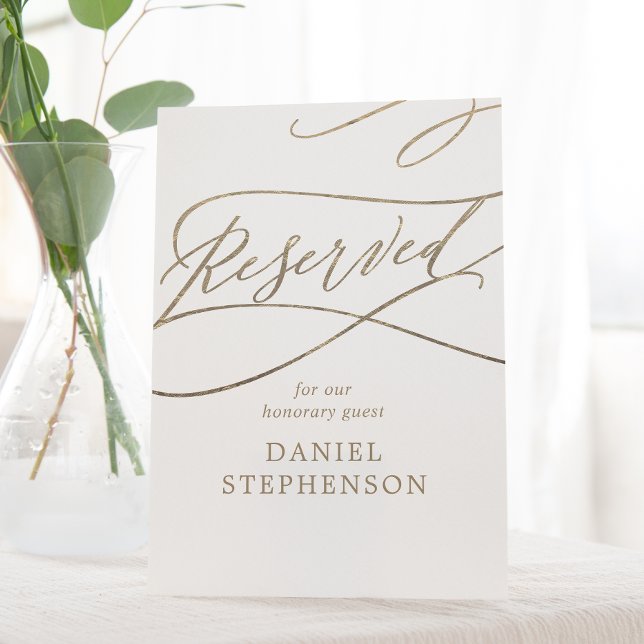 Romantic Gold Calligraphy Memorial Reserved Pedestal Sign (Creator Uploaded)