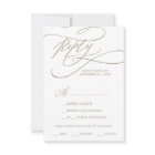 Romantic Gold Calligraphy Menu Choice RSVP Card