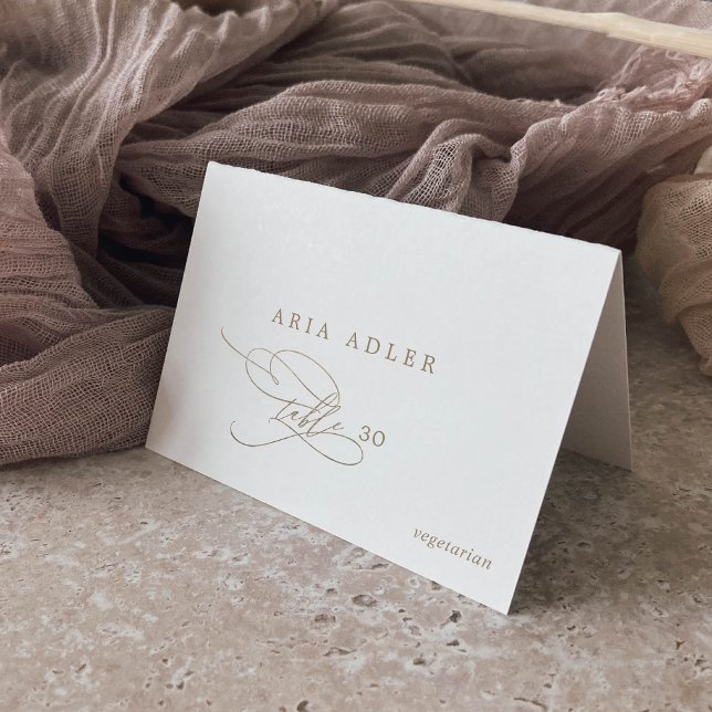 Romantic Gold Calligraphy Menu Option Place Cards (Creator Uploaded)