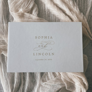 Romantic Gold Calligraphy Monogram Wedding Guest Book