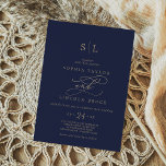 Romantic Gold Calligraphy | Navy Monogram Wedding Invitation<br><div class="desc">This romantic gold calligraphy navy monogram wedding invitation is perfect for a simple wedding. The modern classic design features fancy swirls and whimsical flourishes with gorgeous elegant hand lettered faux champagne gold foil typography. Please Note: This design does not feature real gold foil. It is a high quality graphic made...</div>