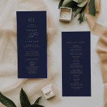 Romantic Gold Calligraphy | Navy Monogram Wedding Programme<br><div class="desc">This romantic gold calligraphy navy monogram wedding program is perfect for a simple wedding. The modern classic design features fancy swirls and whimsical flourishes with gorgeous elegant hand lettered faux champagne gold typography. Include the couples initials, the names of the couple, the wedding date and location, thank you message, order...</div>