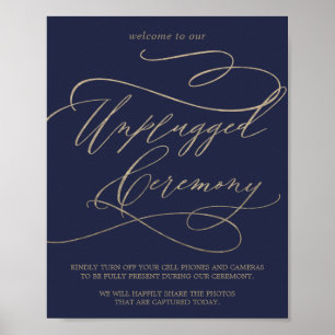 Romantic Gold Calligraphy Navy Unplugged Ceremony Poster