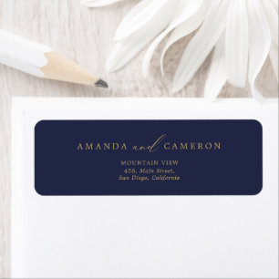 Romantic Gold Calligraphy Navy  Wedding Address
