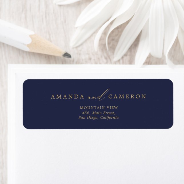 Romantic Gold Calligraphy Navy  Wedding Address  (Insitu)