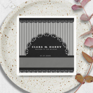 Romantic gold calligraphy vintage floral wedding  napkin